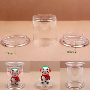 이야코 투명 작품 케이스 인형 피규어 양초 보관 플라스틱 용기 원통 전시 받침대 (2개)