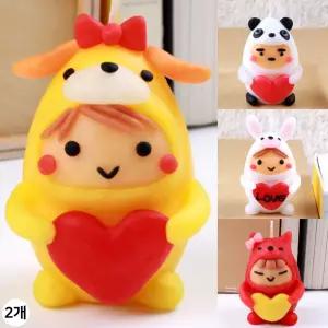 러브캔들 양초만들기 이야코 캐릭터 미니 캔들 꾸미기 점토 파라핀 공예 DIY (2개)