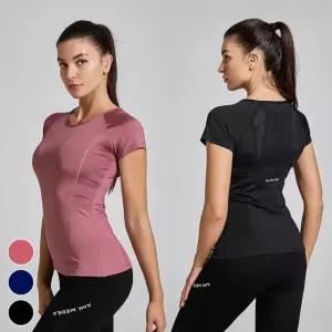 요가 운동복 슬림핏 피트니스 반팔 헬스 등판메 (WFL0HJE)