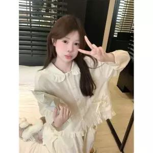 면 잠옷세트 커플 솔리드 터틀넥 세트 컴포트 파자마 추동 러블리 원픽4