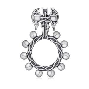 925 스털링 실버 묵주 반지 세인트 마이클 핑거 가톨릭 기도 남성 여성을 위한 종교 보석