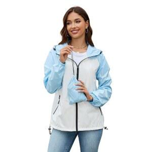 피티난 여성용 경량 후드 레인코트 방수 바람막이 재킷 패커블 액티브 아웃도어 레인 S-XXL