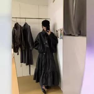 여자스커트 미니 추동 스커트 빈티지 밴딩 허리 슬림핏 미디엄 A라인 케이크 원템4