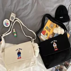 귀여운 곰돌이 디자인 캔버스 크로스백 숄더백 에코백 다용도 가방 (WFJ686K)