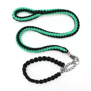 대형견 훈련용 리드줄 목줄 세트 로프 1.3MX3CM 그린