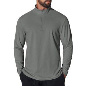 쿠판디 남성 쿼터 집 풀오버 UPF 50+ 긴팔 자외선 차단 셔츠 골프 낚시 러닝 래쉬가드 티셔츠