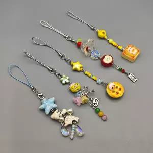 여러 디자인 꽃 고양이 Seastar 만화 매력 스트랩 키 체인 Keycord 소녀 아이폰에 대한 수제 펜던트