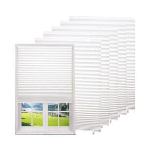 창문용 창쉐이드 6팩 임시 주름형 종이 블라인드, 접착식 그늘막 크기로 자르기, 블라인드에 휴대용 방 다크닝 스틱, 드릴링이 없고 설치가 간편함, 36인치 W x 72인치 H, 화이트