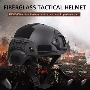 바이크 오토바이 반모헬맷 MICH 2000 유리 섬유 전술 전투 보호 헬멧 사이드 레일 포함 NVG 야외 페인트볼