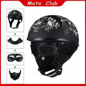 바이크 오토바이 반모헬맷 레트로 복고풍 엔틱 하프 페이스 헬멧 독일 스타일 해골 모자 빈티지 스쿠터 다