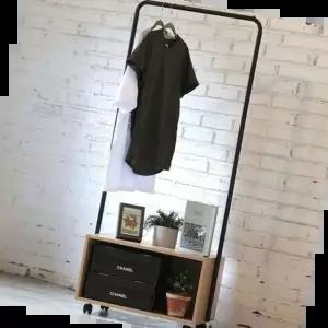 행거선반 심플 행거 옷걸이 옷장 조립 의류 선반 수납장 블랙