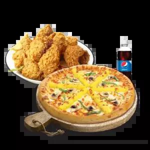 [피나치공] 고구마피치세트M(고구마피자M+후라이드치킨(뼈))+치즈크러스트+콜라500ml