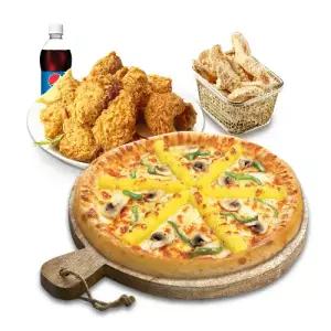[피나치공] 고구마피치세트M(고구마피자M+후라이드치킨(뼈))+리얼웨지콘스프+콜라500ml