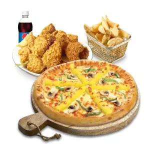 [피나치공] 고구마피치세트M(고구마피자M+후라이드치킨(뼈))+리얼웨지버터갈릭+콜라500ml