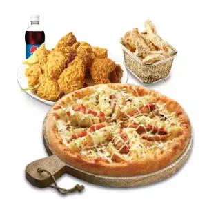 [피나치공] 더블포테이토피치세트M(더블포테이토피자M+후라이드치킨(뼈))+리얼웨지콘스프+콜라500ml