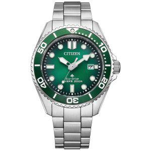 [Citizen] 시계 프로 마스터 광발전 에코 드라이브 다이버 워치 200m 녹색 BN0269-50W 남성 실버
