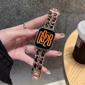 호환 Xiaomi Redmi Watch 5 용 고급 가죽  금속 밴드 Redmi Watch 5 Lite Correa 22mm 팔찌 액세서리 용 활