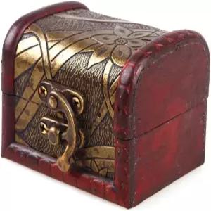 작은 빈티지 보석 보물 자물쇠 보관 수제 나무 케이스 상자 랜덤 색상