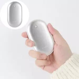 휴대용 포켓 손난로 보조배터리 C타입 충전식 전자핫팩 3000mAh 원터치 양면발열 3단온도조절 파우치포함