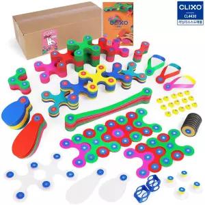 클릭소 마스터팩 자석블록 도형 자석놀이 도형 연결 243p 플렉시블 입체 교재세트 조립