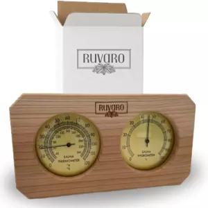 루바로 사우나 온도계 및 습도계 2-in-1 u2013 캐나다 레드 시더 우드 - 아날로그 온도 습도 게이지 화씨