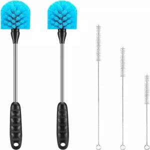 AnDocK 5팩 병 청소 브러시 세트 14인치 길이 손잡이와 3개의 빨대 브러시가 있는 스테인리스 스틸 스크럽