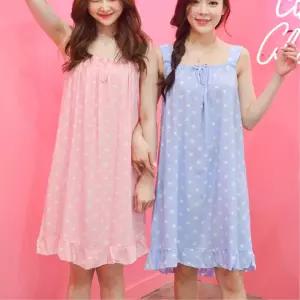 나시 민소매 하트무늬 패턴 잠옷 실내복 원피스 여성치마 홈웨어