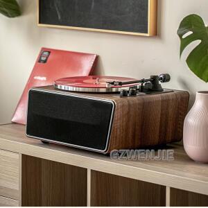 비닐 플레이어 턴테이블 레트로 레코드 LP 내장 스피커 빈티지 축음기 2단 BT5.0 AUX-in 라인-아웃 RCA 출