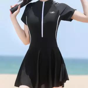 해수욕장 바다 여성 반팔 원피스 스커트 수영복 세트 물놀이긴팔티