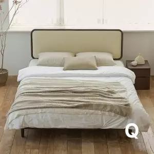 [상일리베가구] 빈센트 2100 가죽헤드 원목 침대 퀸 (본넬유로탑Q 매트포함)