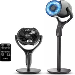 침실용 캔디 스탠딩 팬 90° 및 120° 진동 받침대 브러시리스 DC 모터가 장착된 높이 조절식 바닥 3개