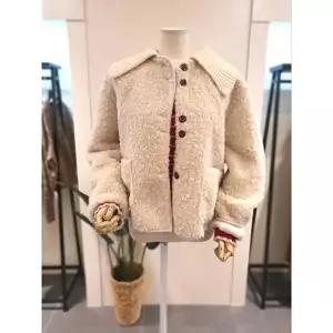 [미스칸트]미스칸트 KEJPPC04CR 탈부착 카라 뽀글 무스탕 크림