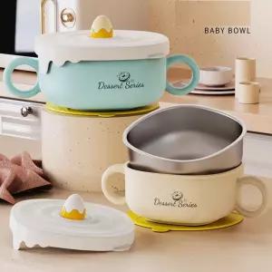 귀여운디자인 이유식기 스텐 아기 흡착식판 SUS316