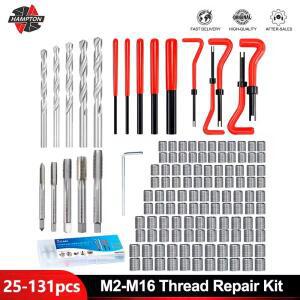 스레드 수리 도구 세트 25/75/125/131PCS M2 M3 M4 M5 M6 M8 M10 크랙 헬리코일 키트 복원을 타입 나사 삽