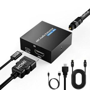 192KHz ARC 오디오 추출기, HDMI to Toslink /Optical+3.5mm AUX 출력, Optical 어댑터, 광케이블, TV 앰프 스피커 / 사운드바 헤드셋용 RCA 컨버터