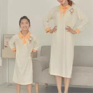 엄마 딸 트윈 커플잠옷 리본 골지 공주 실내 원피스 20대패션 여자홈웨어