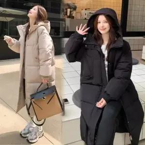 여자 겨울 방한 필수템 루즈핏 후드 롱패딩