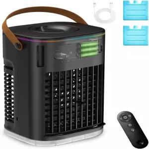 3-IN-1 휴대용 에어컨 5400mAh 내장 배터리 개인 증발식 팬 아이스팩 및 1200ml 물탱크 1-7시간 타이머