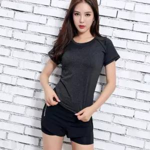 여성 3컬러 기능성 스포츠웨어 헬스 운동 반팔 티셔츠 패션운동복