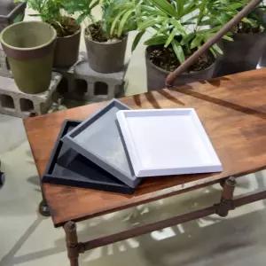 대형 플라스틱화분 유니크 사각 받침대(중.24x24cm) 대형 플라스틱화분