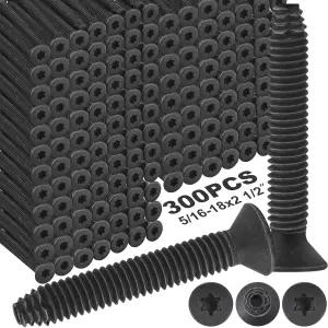 블루루 300 팩 수량 5/16-18 x 2-1/2 트레일러 데크 나사 평평한 머리 나무에서 금속 나사산 절단 바닥판용