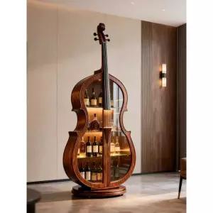 미국식 첼로 북미산 흑호두나무 와인 캐비닛 디스플레이 케이스 거실 예술 와인 캐비닛 유럽식 원목 레드