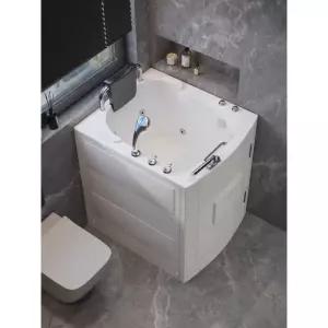 노인분들을 위한 소형 주택에 적합한 아크릴 소재의 워크인 욕조로 단열 기능이 있으며 측면 개방형으로 문