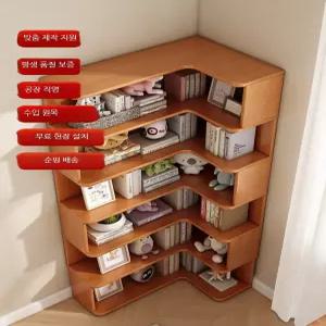 엔틱 원목 ㄱ자 코너 거실 선반 수납 5단 공 C. 따뜻한 흰색 4층 55x55x128cm
