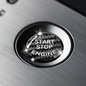 쿠쿠티디 자동차 푸시 시동 버튼 커버, 탄소 섬유 엔진 정지 점화 원버튼 스타터 스위치 장식 스티커, 대부분의 SUV를 위한 실내 액세서리(블랙)