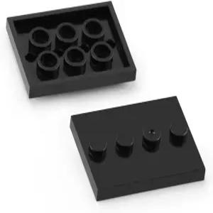 펠레프 60pcs 플레이트 부품 타일 수정 3x4 중앙 블랙 색상의 스터드 4개 포함 그림 디스플레이 베이스