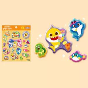 어린이선물 말랑 아기상어 반짝이스티커 아동센타 오래노는