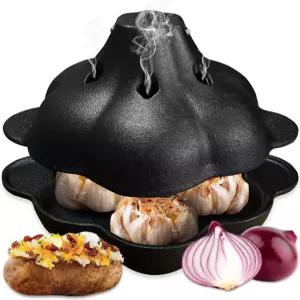 핀라 사전 양념 주철 더치 오븐 냄비 감자 마늘 로스터 베이커 주방 또는 야외 바비큐 그릴용 구운 요리기