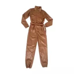 바이크 여성슬림핏 간절기 가죽 봄 오토바이 점프수트 다크브라운 S