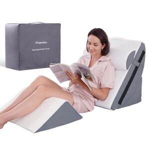 마이가우커스 4PCS 정형외과 침대 웨지 베개 세트 2013년 후 다리, 무릎, 허리 를 위한 조절 가능한 메모리 폼 바디 포지셔너, 성인 수면 산 역류를 위한 고가 베개